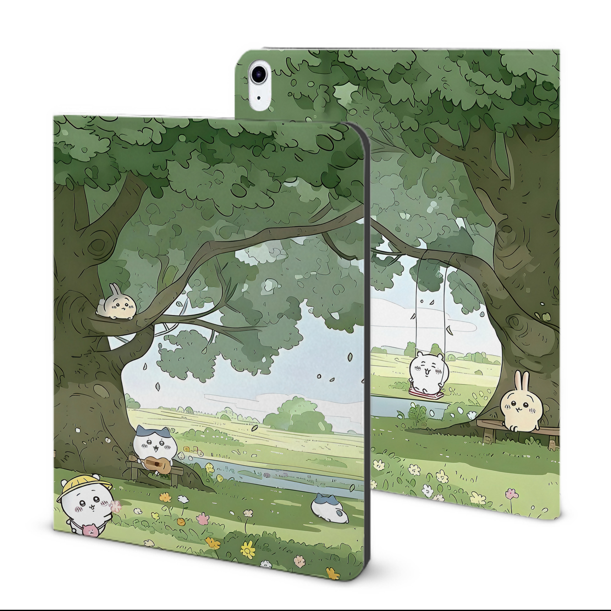 （画像用） ちいかわ Chii-kawa IPad ケース ブック型 PUレザー TPU 耐衝撃 軽量 薄型 ペン収納なし 全面保護 IPad 各モデル対応